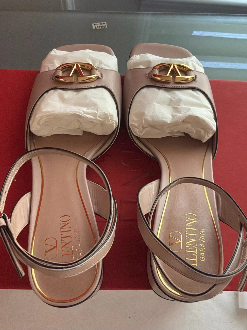 Valentino Garavani Nude Blush Leather Ankle-Strap Block Heels